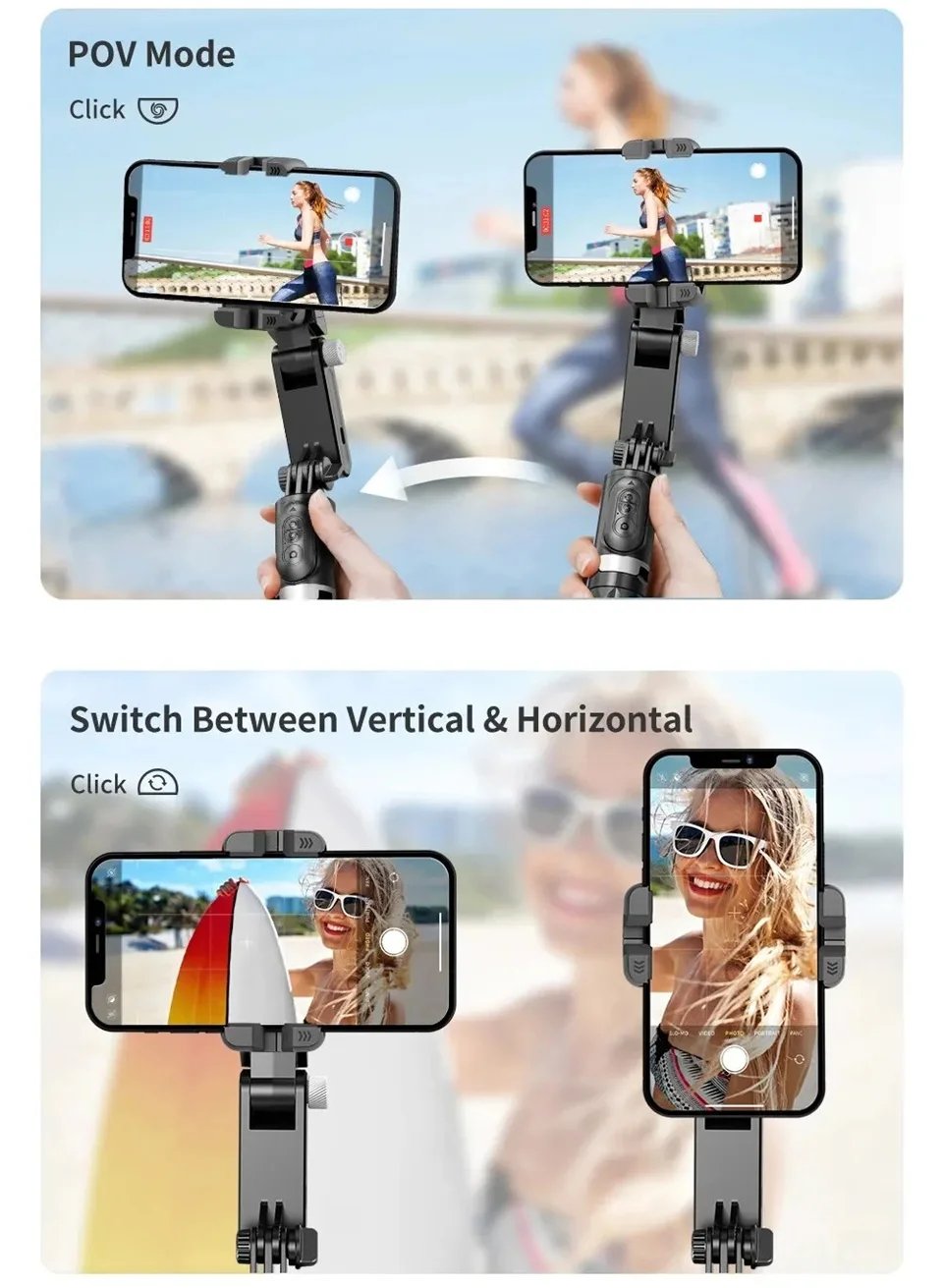 Desktop Following the shooting Mode Gimbal Stabilizer Selfie Stick Tripod with Fill Light for iPhone Cell Phone Smartphone