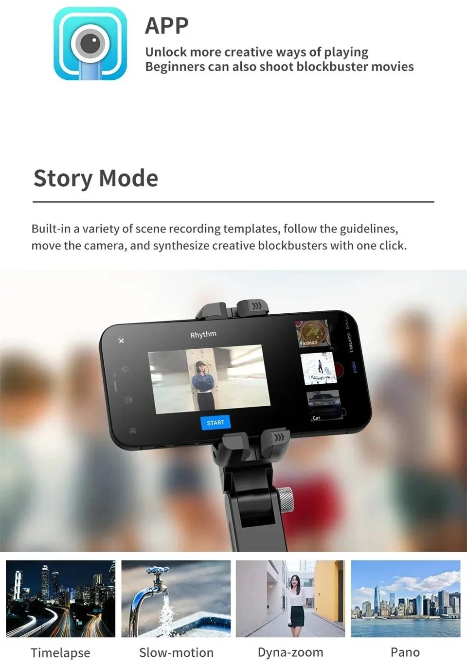 Desktop Following the shooting Mode Gimbal Stabilizer Selfie Stick Tripod with Fill Light for iPhone Cell Phone Smartphone