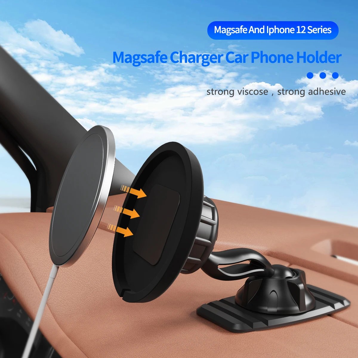 Car Phone Holder  Silicone Base Wireless Fast Charging Only Charger Cradle Phone Stand For IPhone 12 mini 12 Pro