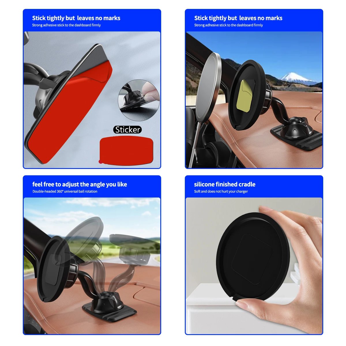 Car Phone Holder  Silicone Base Wireless Fast Charging Only Charger Cradle Phone Stand For IPhone 12 mini 12 Pro - Image 3