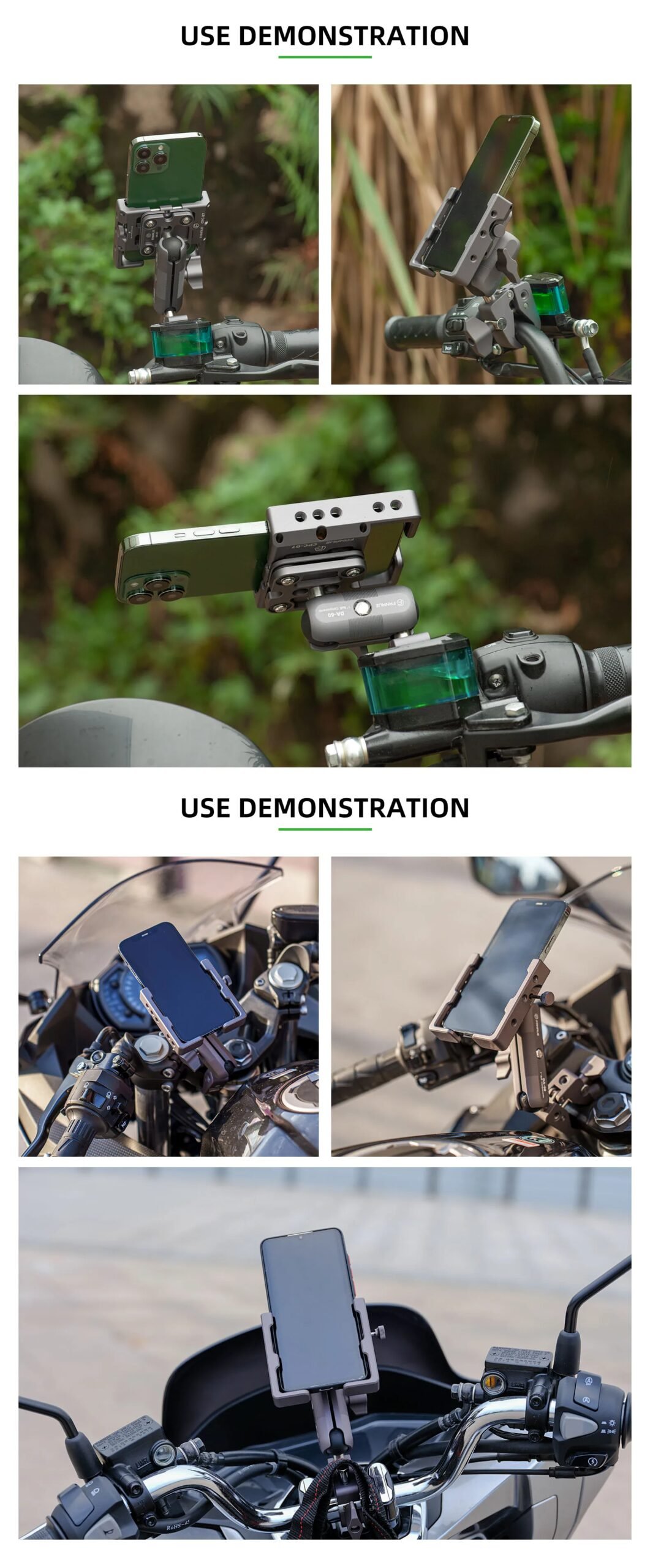 FANAUE Aluminum Motorcycle Phone Holder with Anti Vibration Device 360° Rotation Bike Phone Mount for Motorbike Bicycle ATV/UTV FANAUE Aluminum Motorcycle Phone Holder with Anti Vibration Device 360° Rotation Bike Phone Mount for Motorbike Bicycle ATV/UTV