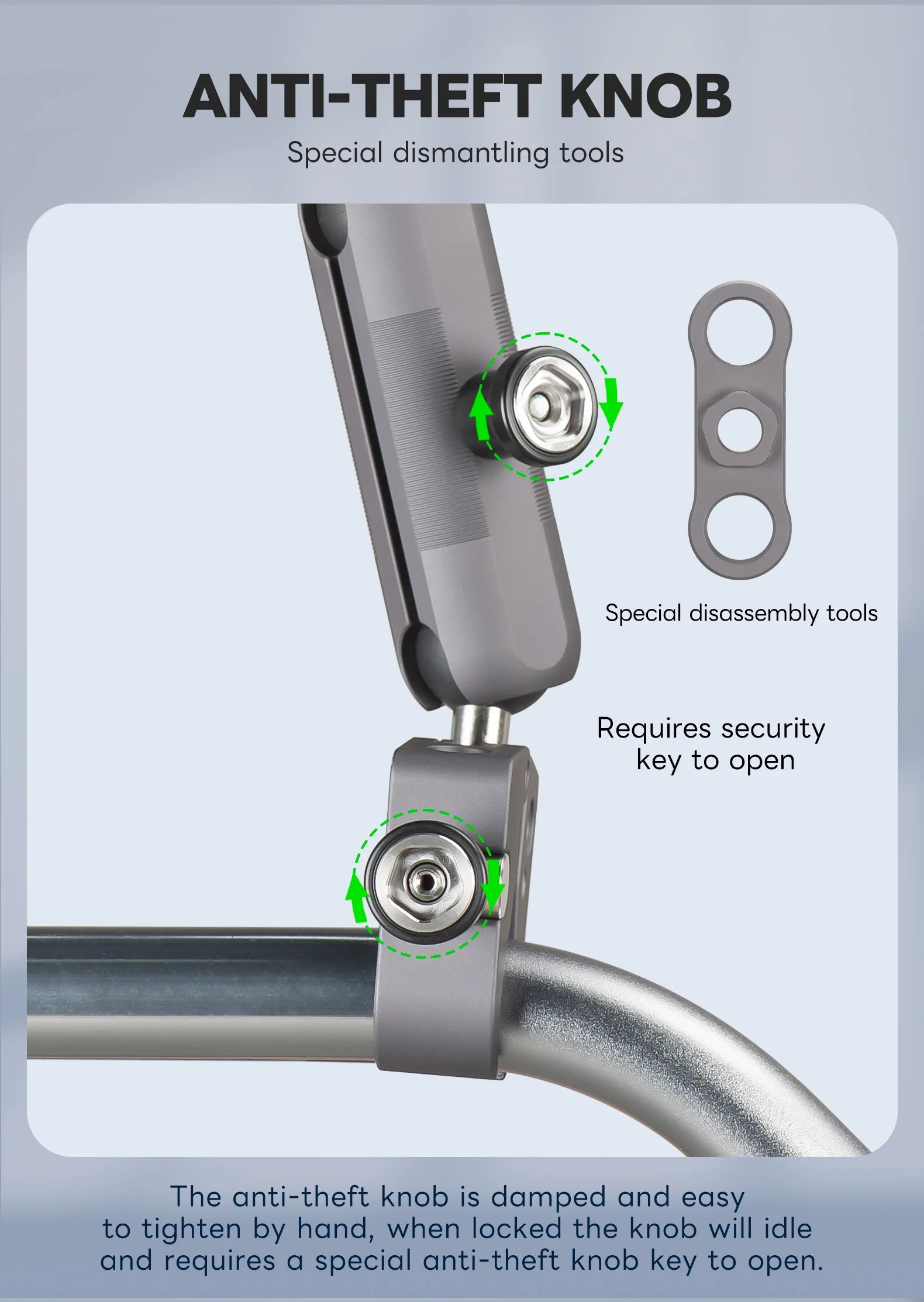 FANAUE Aluminum Motorcycle Phone Holder with Anti Vibration Device 360° Rotation Bike Phone Mount for Motorbike Bicycle ATV/UTV