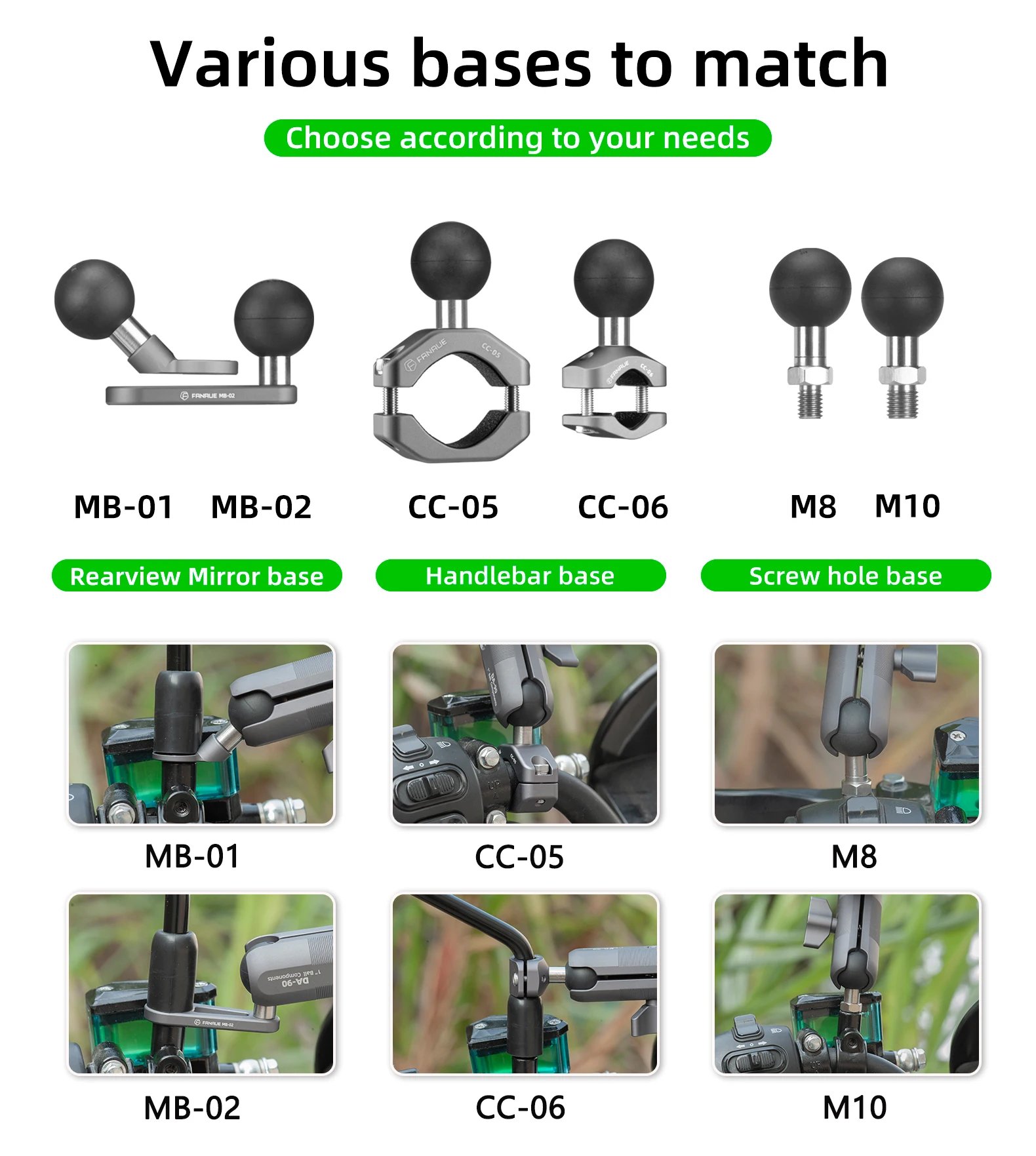 FANAUE Aluminum Motorcycle Phone Holder with Anti Vibration Device 360° Rotation Bike Phone Mount for Motorbike Bicycle ATV/UTV FANAUE Aluminum Motorcycle Phone Holder with Anti Vibration Device 360° Rotation Bike Phone Mount for Motorbike Bicycle ATV/UTV