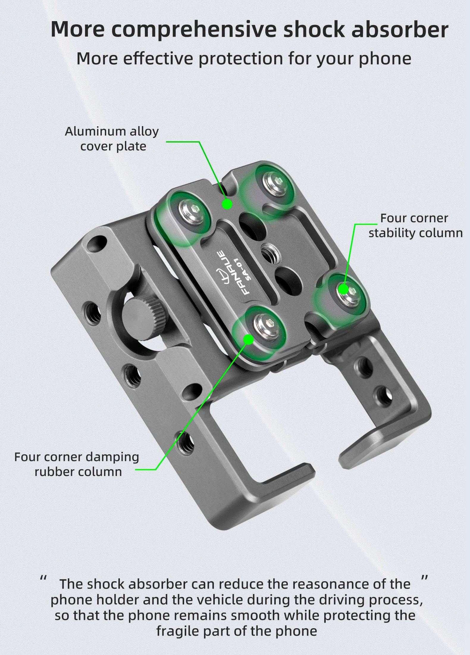 FANAUE Aluminum Motorcycle Phone Holder with Anti Vibration Device 360° Rotation Bike Phone Mount for Motorbike Bicycle ATV/UTV