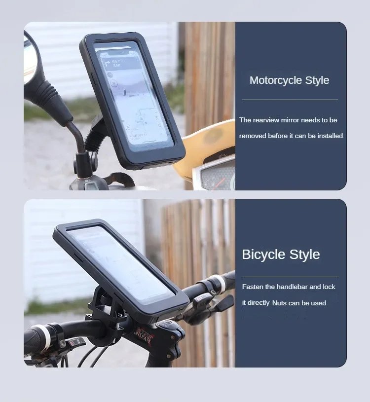 Waterproof Motorcycle Bike Mobile Phone Holder Support Universal Bicycle GPS 360° Swivel Adjustable Motorcycle Cellphone Holder