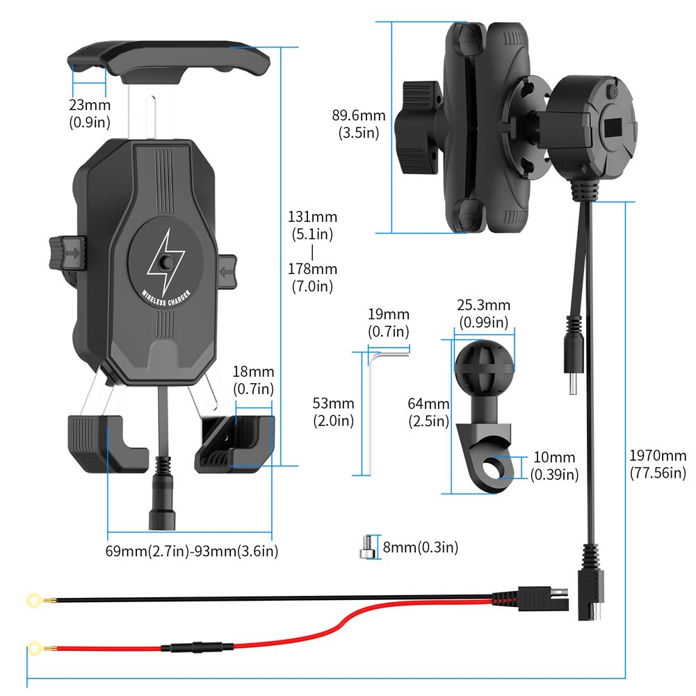 15W Wireless Charging Electric Vehicle Riding Navigation Holder Fast Charger Motorcycle Phone Mount for Bike Motorcycle Scooter