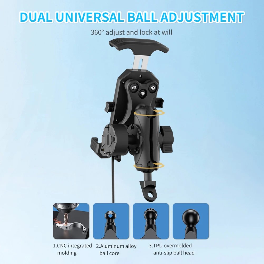 15W Wireless Charging Electric Vehicle Riding Navigation Holder Fast Charger Motorcycle Phone Mount for Bike Motorcycle Scooter