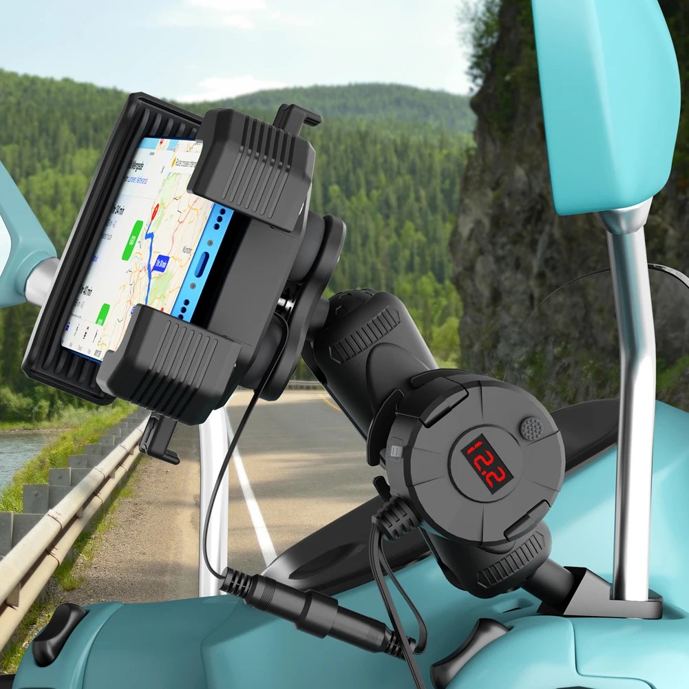 15W Wireless Charging Electric Vehicle Riding Navigation Holder Fast Charger Motorcycle Phone Mount for Bike Motorcycle Scooter