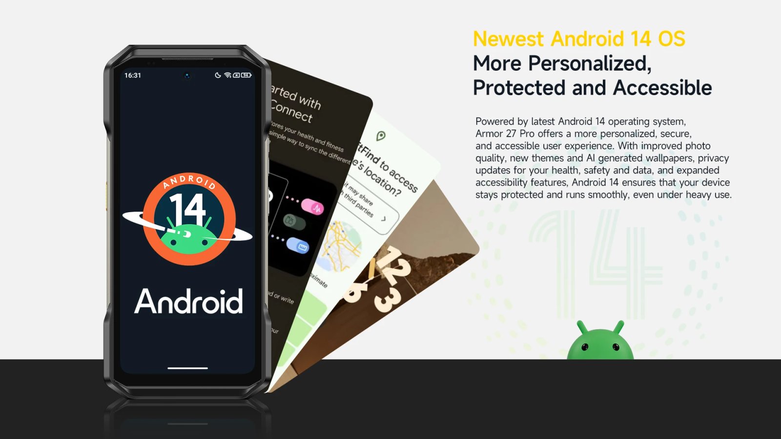 Ulefone Armor 27 Pro 5G Rugged Phone 10600mAh Smartphone 50MP Camera 64MP Night Android 14 Up to 24GB+256GB NFC Waterproof Phone