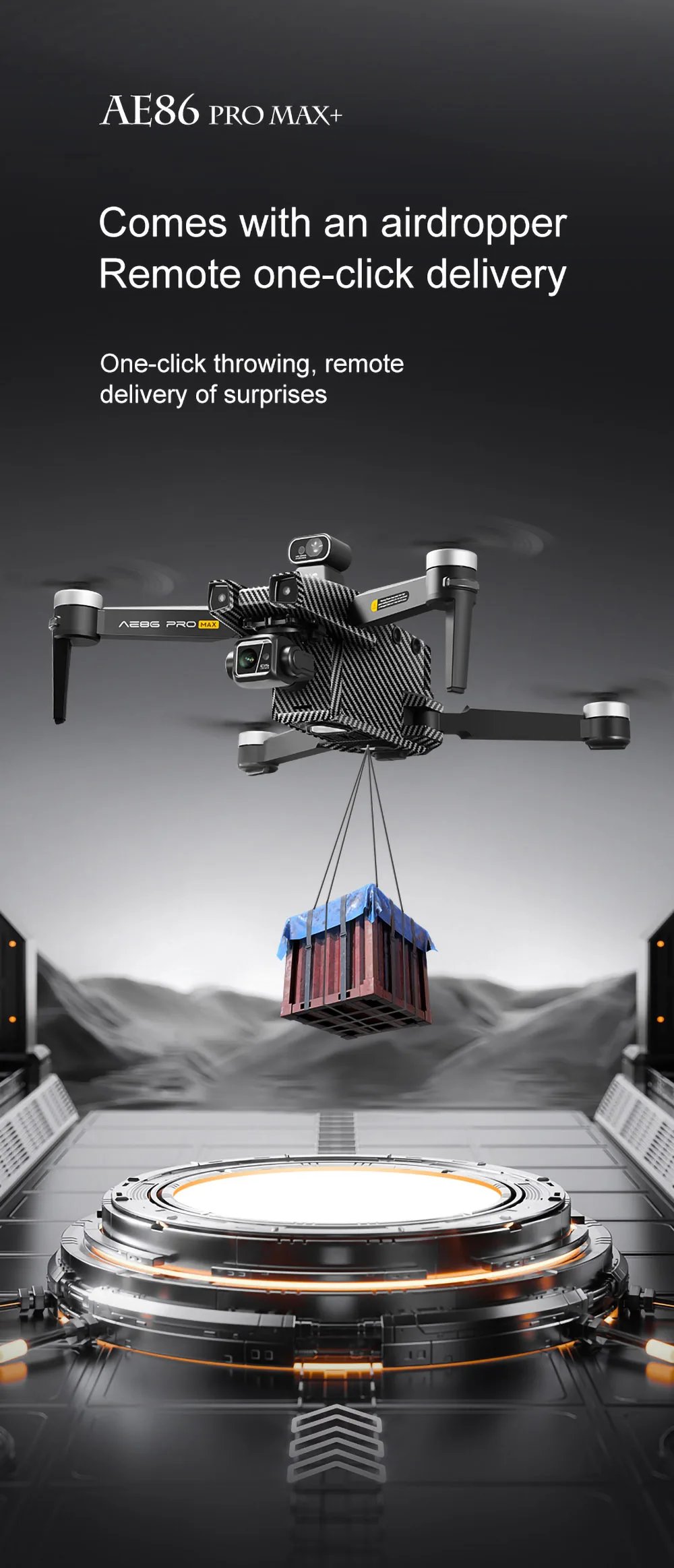 New AE86 PRO MAX Drone Professional aerial photography HD 8K With Screen Remote Control 10KM Obstacle Avoidance Fishing FPV Dron