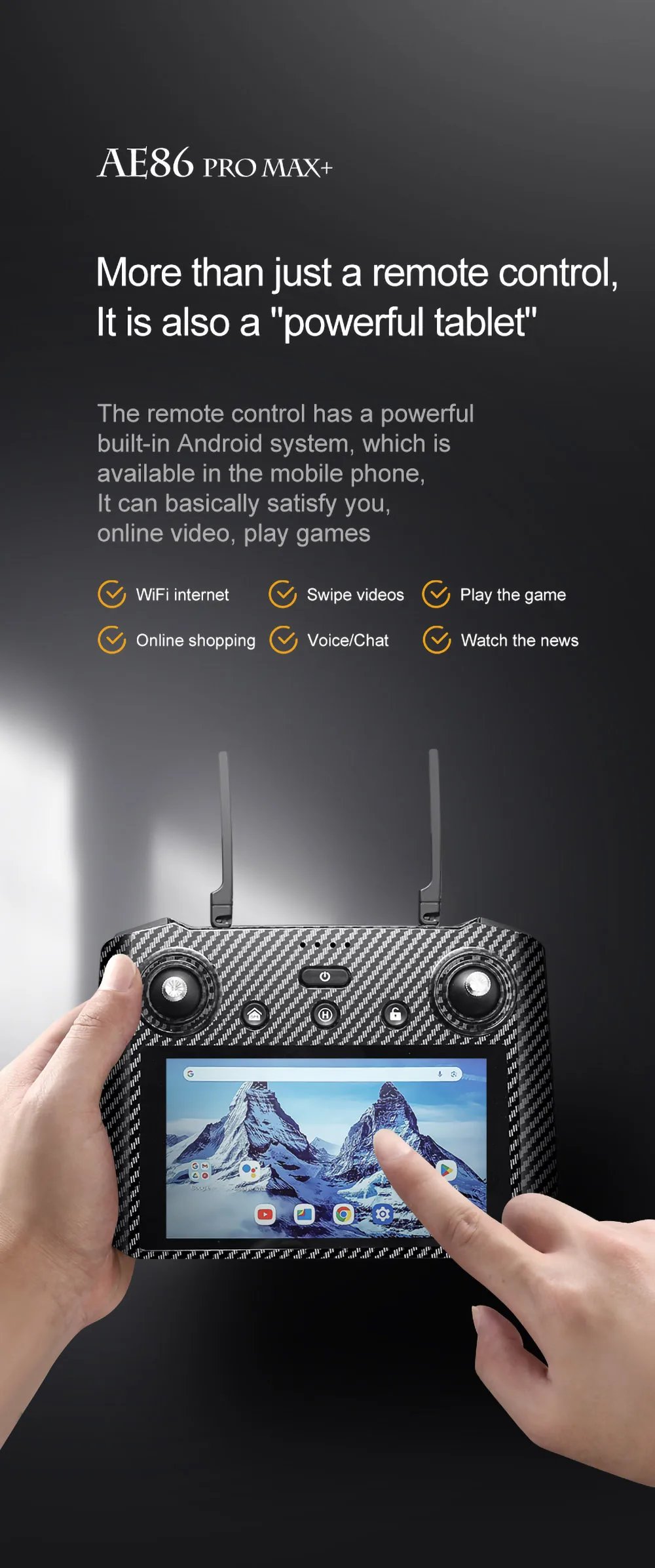 New AE86 PRO MAX Drone Professional aerial photography HD 8K With Screen Remote Control 10KM Obstacle Avoidance Fishing FPV Dron