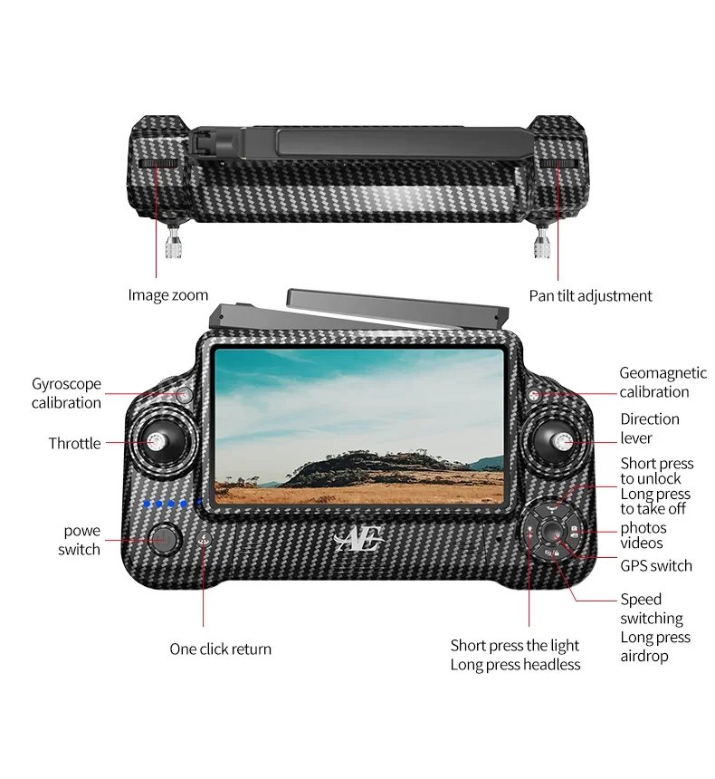 Ae60 Lcd Screen Controlled Three-Axis Pan-Tilt Unmanned Aerial Vehicle Hd Aerial Photography Gps Intelligent Flight Camera Drone