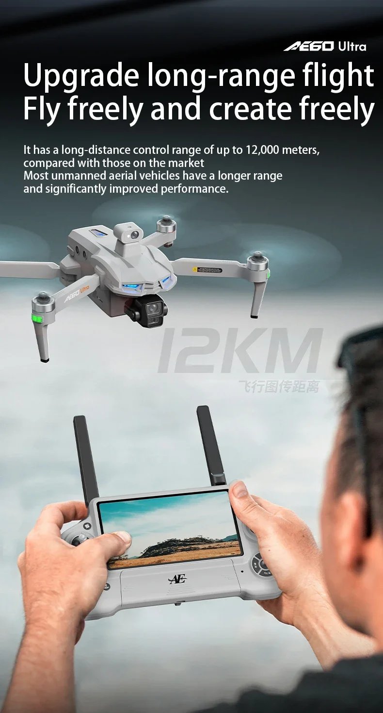 Ae60 Lcd Screen Controlled Three-Axis Pan-Tilt Unmanned Aerial Vehicle Hd Aerial Photography Gps Intelligent Flight Camera Drone