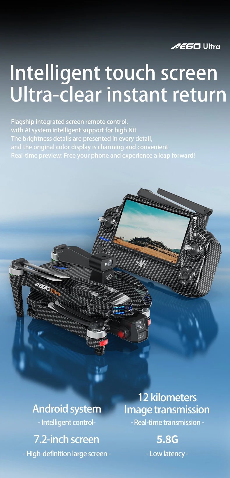 Ae60 Lcd Screen Controlled Three-Axis Pan-Tilt Unmanned Aerial Vehicle Hd Aerial Photography Gps Intelligent Flight Camera Drone