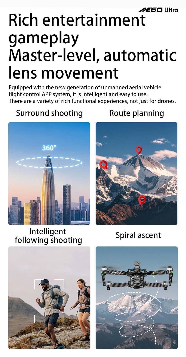 AE60 Professional Drone With 8K Camera GPS Brushless 3-Axis Gimbal 12KM Obstacle Avoidance Touch Screen Airdrop FPV Dron