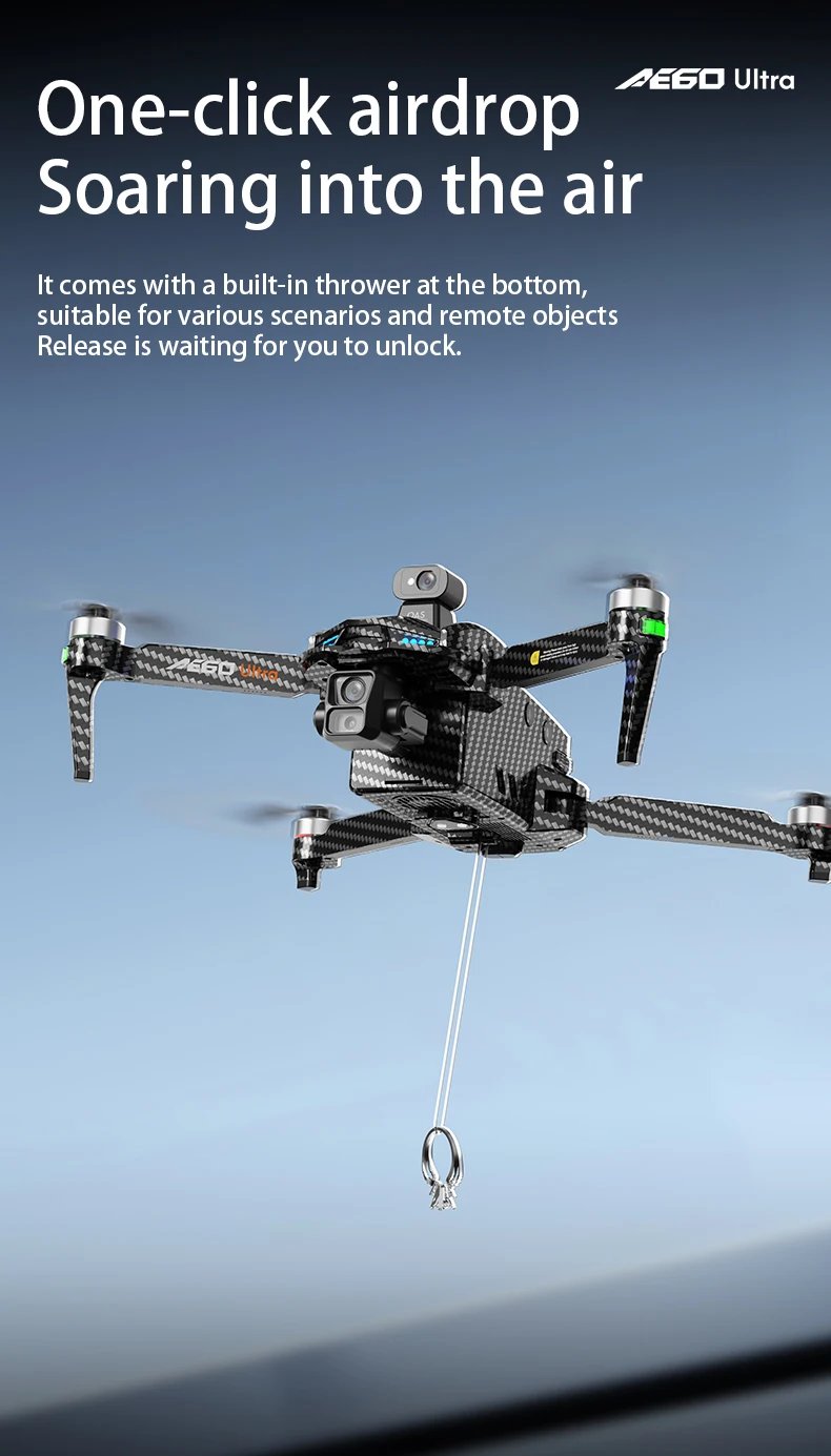 AE60 Professional Drone With 8K Camera GPS Brushless 3-Axis Gimbal 12KM Obstacle Avoidance Touch Screen Airdrop FPV Dron