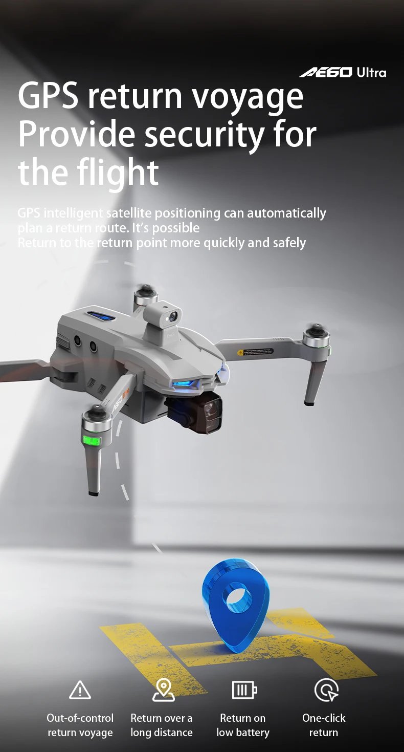 AE60 Professional Drone With 8K Camera GPS Brushless 3-Axis Gimbal 12KM Obstacle Avoidance Touch Screen Airdrop FPV Dron