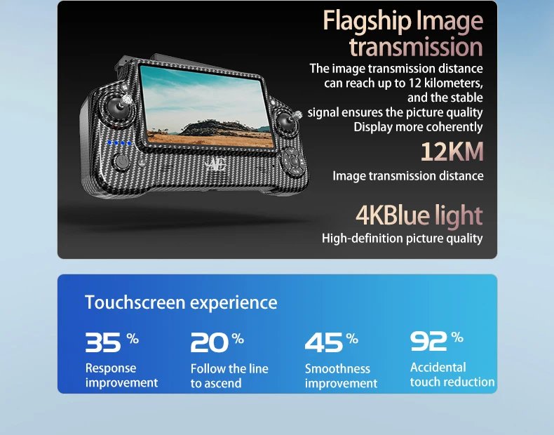 AE60 Professional Drone With 8K Camera GPS Brushless 3-Axis Gimbal 12KM Obstacle Avoidance Touch Screen Airdrop FPV Dron