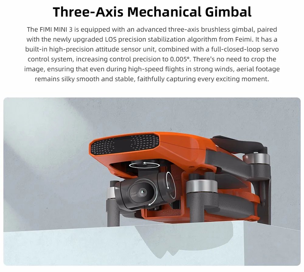 FIMI Mini 3 4K GPS drone with 3-Axis Gimbal 249g 4K/60FPS 48MP 9KM Transmission 64-Min Flight Time Super Night Video Auto Return FIMI Mini 3 4K GPS drone with 3-Axis Gimbal 249g 4K/60FPS 48MP 9KM Transmission 64-Min Flight Time Super Night Video Auto Return