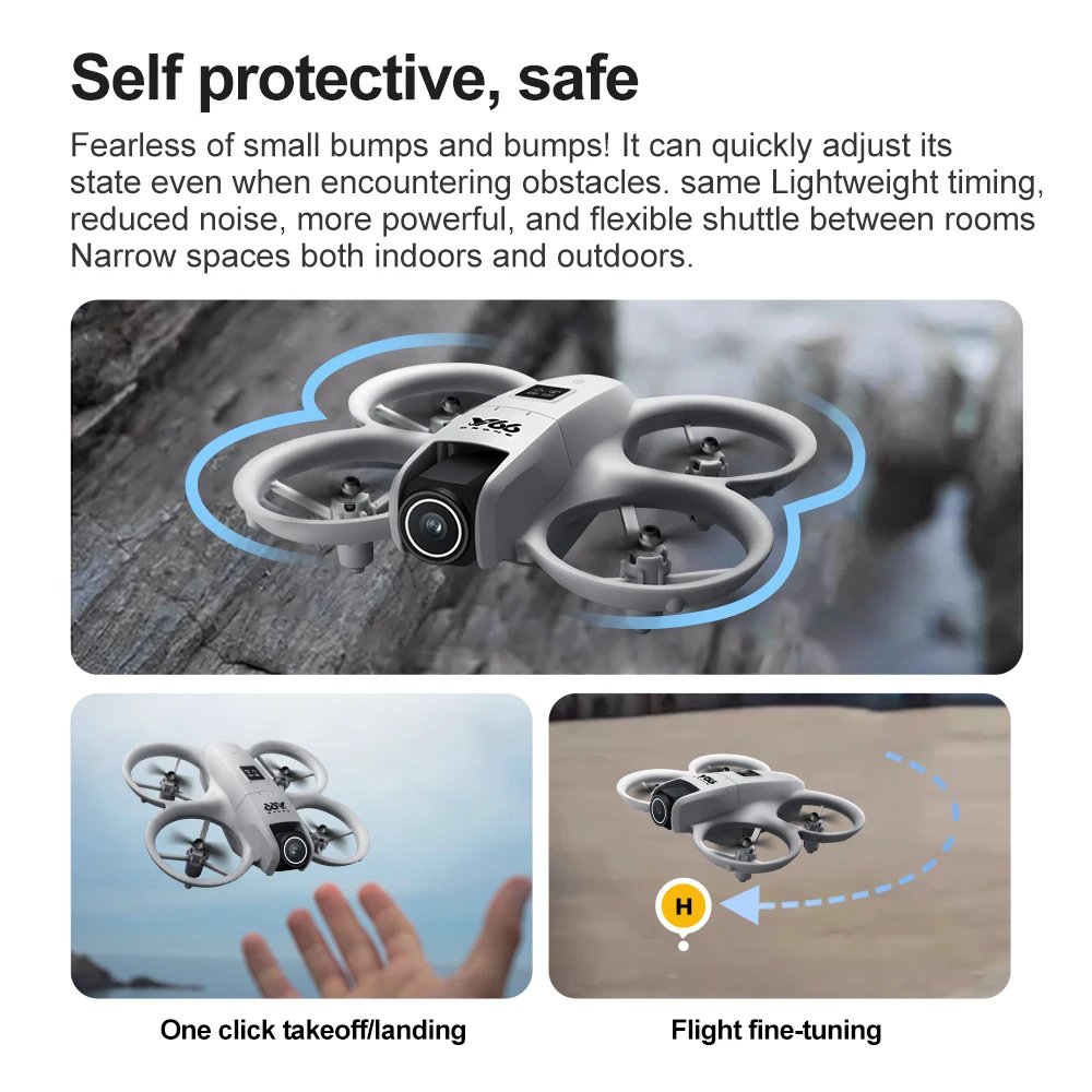 V66 Mini Drone 4K Profesional Dual Camera Headless Mode Obstacle Avoidance WiFi FPV Dron 360° Flip RC Quadcopter Toys for Kids