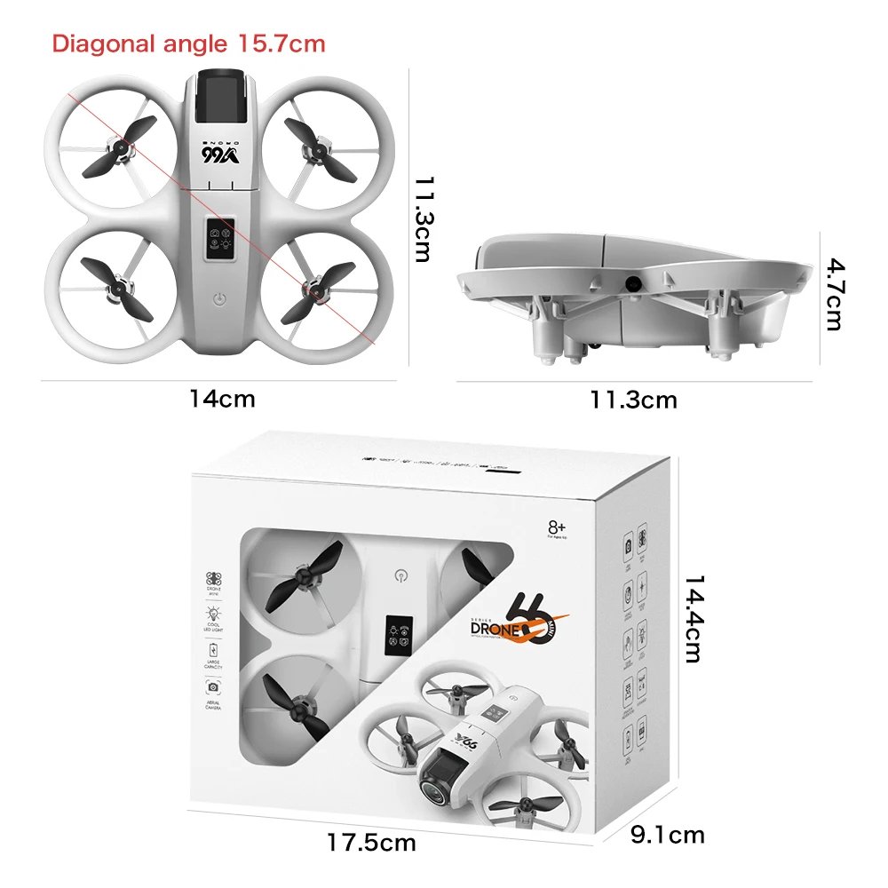 V66 Mini Drone 4K Profesional Dual Camera Headless Mode Obstacle Avoidance WiFi FPV Dron 360° Flip RC Quadcopter Toys for Kids
