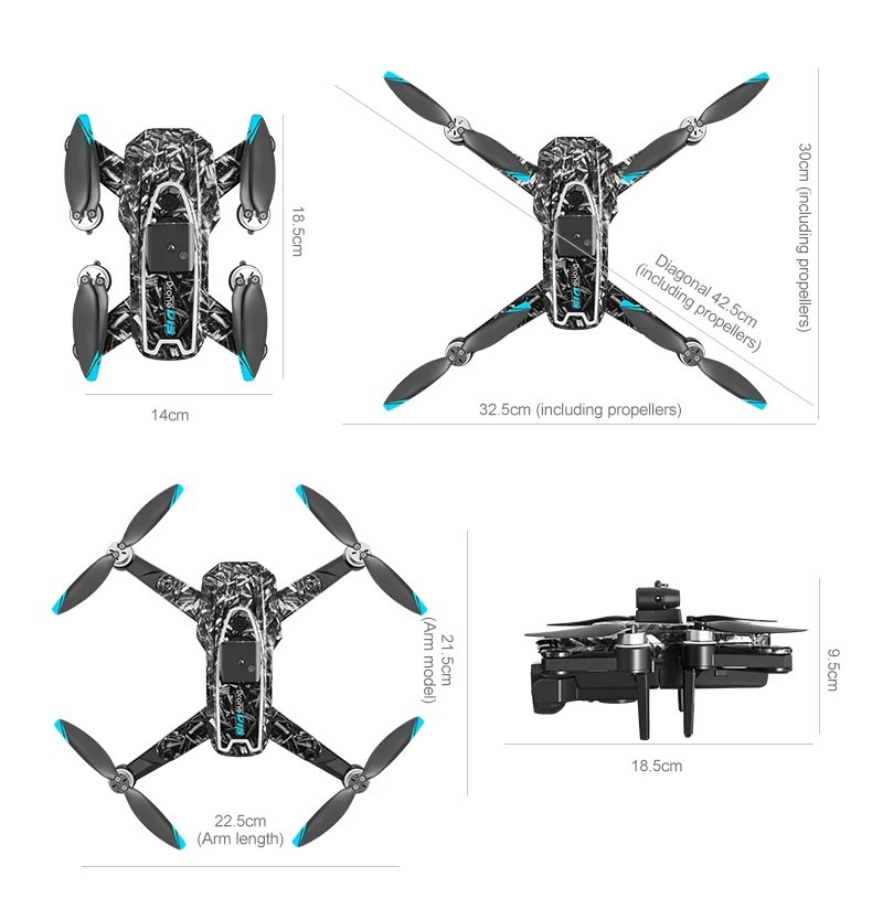 New D13 RC Drone 4K Professional HD Triple Camera 5G WIFI FPV Dron 360° Obstacle Avoidance Brushless Large Screen Quadcopter Toy