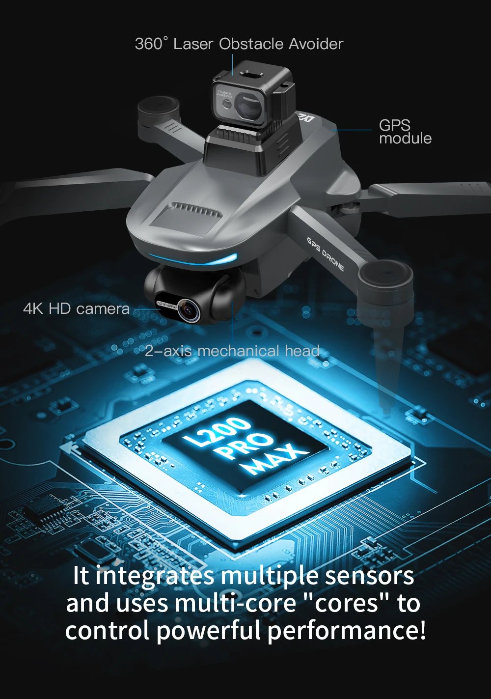 L200 PRO MAX Brushless Motor 2-Axis Gimbal 4K Profesional GPS Drone 360° Obstacle Avoidance 5G WIFI FPV Quadcopter Dron RC Toys