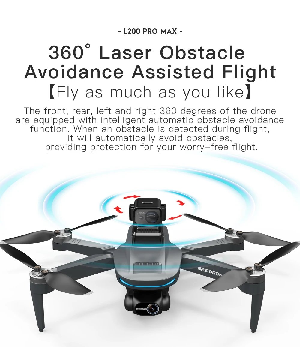 L200 PRO MAX Brushless Motor 2-Axis Gimbal 4K Profesional GPS Drone 360° Obstacle Avoidance 5G WIFI FPV Quadcopter Dron RC Toys