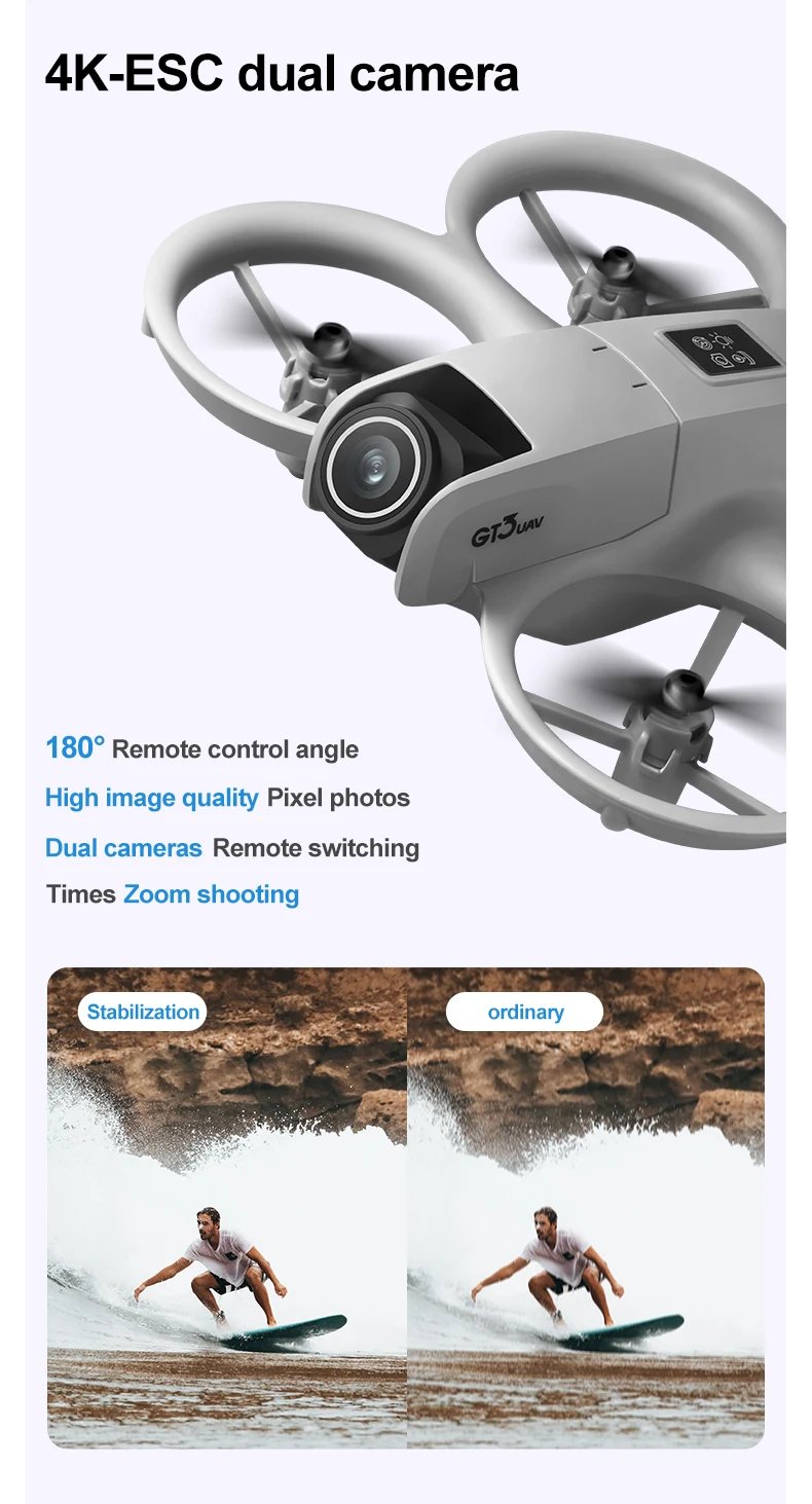 GT3 Mini RC Drone 4K Dual Aerial HD Photography Optical Flow Positioning Obstacle Avoidance UAV Remote Control Quadcopter