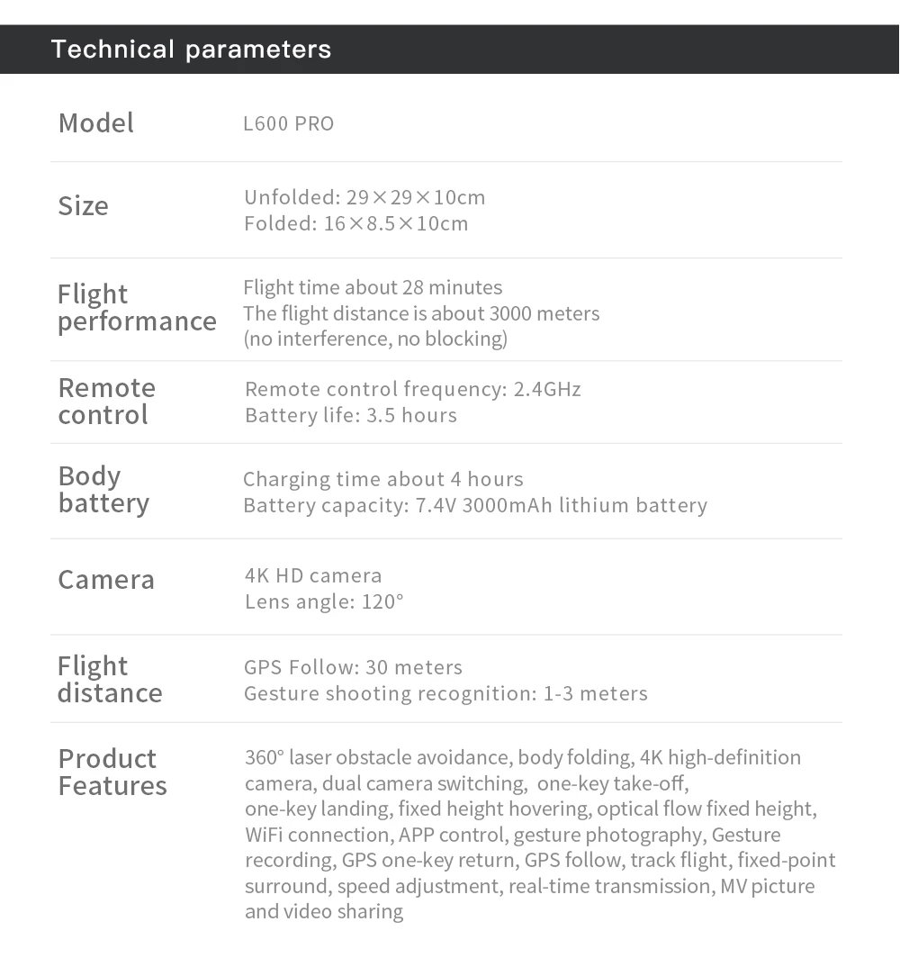 L600 PRO GPS Drone Professional 4K HD Dual Camera 360° Obstacle Avoidance Brushless Motor 5G WIFI FPV RC Quadcopter Toys Dron