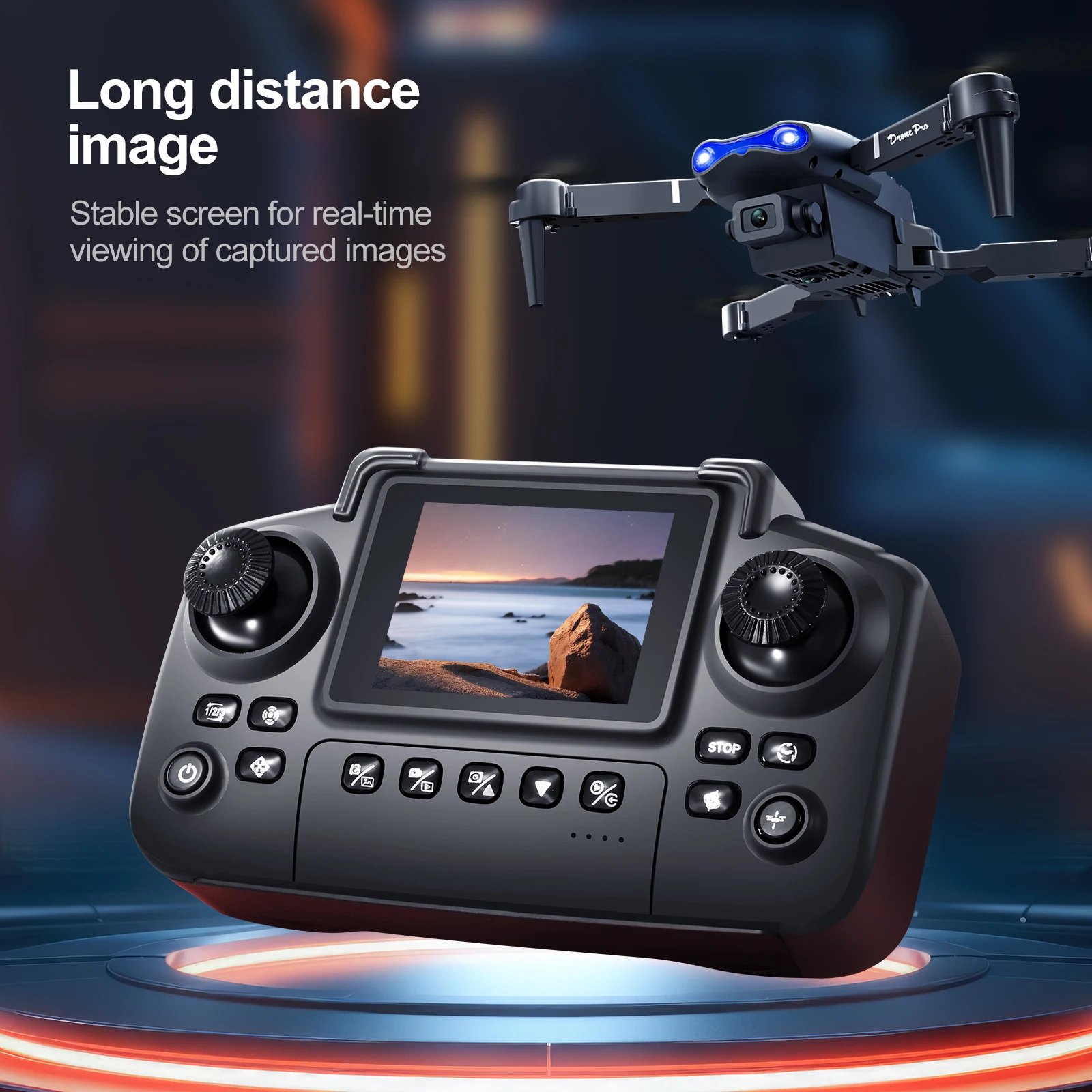 New Upgraded Drone E88 Pro 4K Dual-Camera HD Aerial Photography Dron with Screen Foldable Quadcopter RC Toy for Kids Boys Gifts