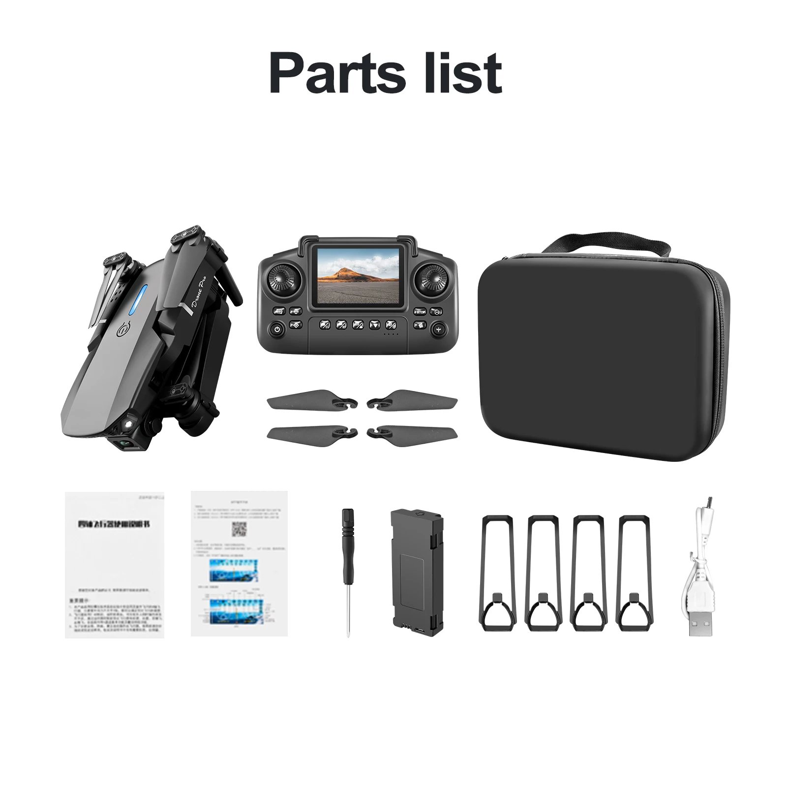 New Upgraded Drone E88 Pro 4K Dual-Camera HD Aerial Photography Dron with Screen Foldable Quadcopter RC Toy for Kids Boys Gifts