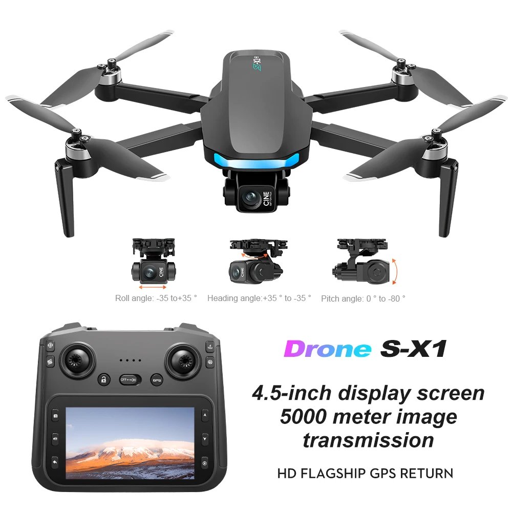 S-X1 MAX GPS Drone 4K Professional HD Camera 3-Axis Gimbal 5G Digital image transmission Large Screen FPV Dron RC Quadcopter 5KM