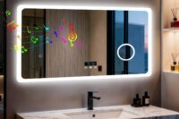 80/100/120/CM LED Bluetooth Bathroom Mirror Touch Antifog with 3X Magnifier Dimmable Date and Time Setting Vanity Mirror