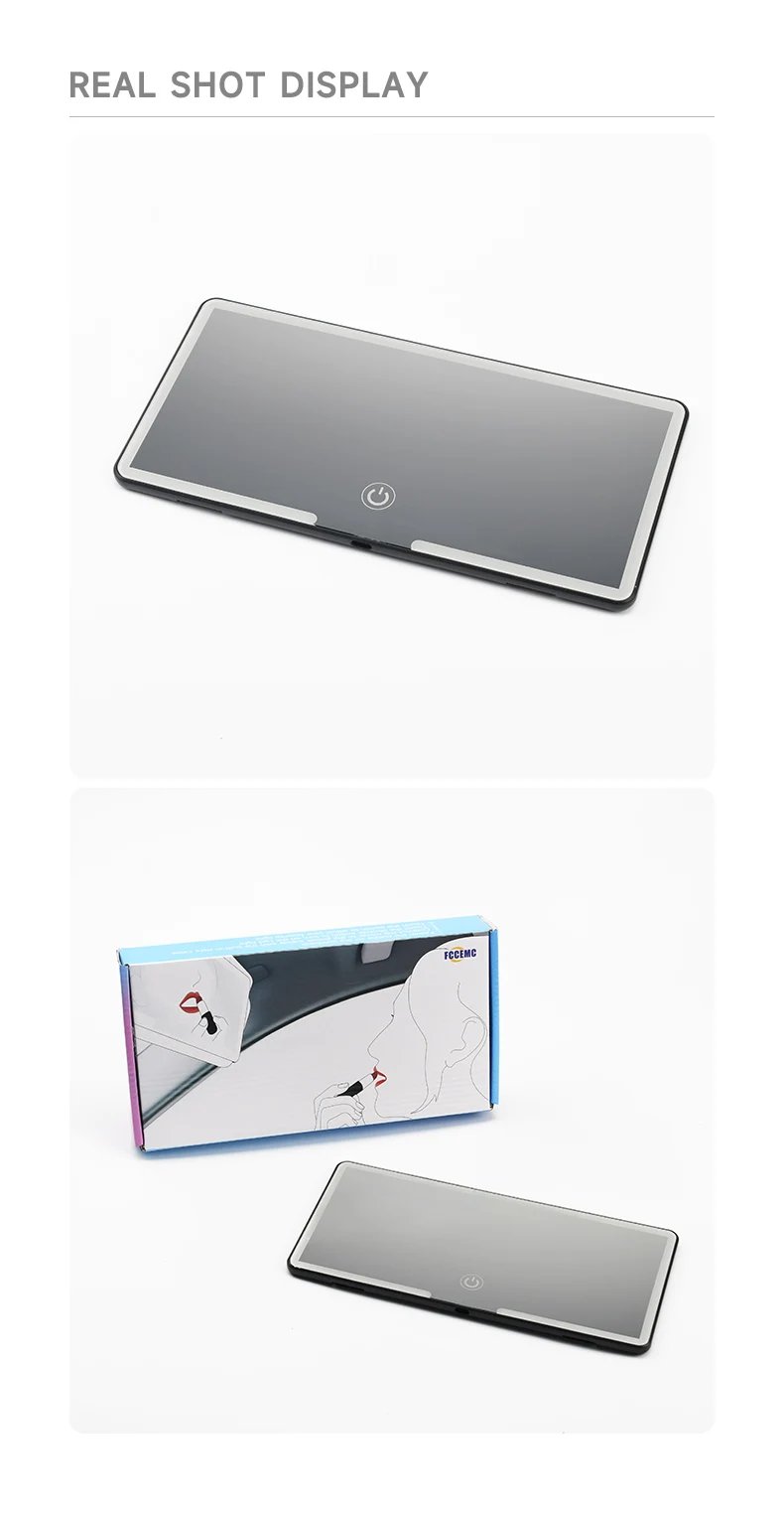 LED Car Makeup HD Mirror Sunshade Makeup Hanging Mirror Ultra Thin USB Charge Autom Cosmetic Mirror Touch Screen Dimmable Light