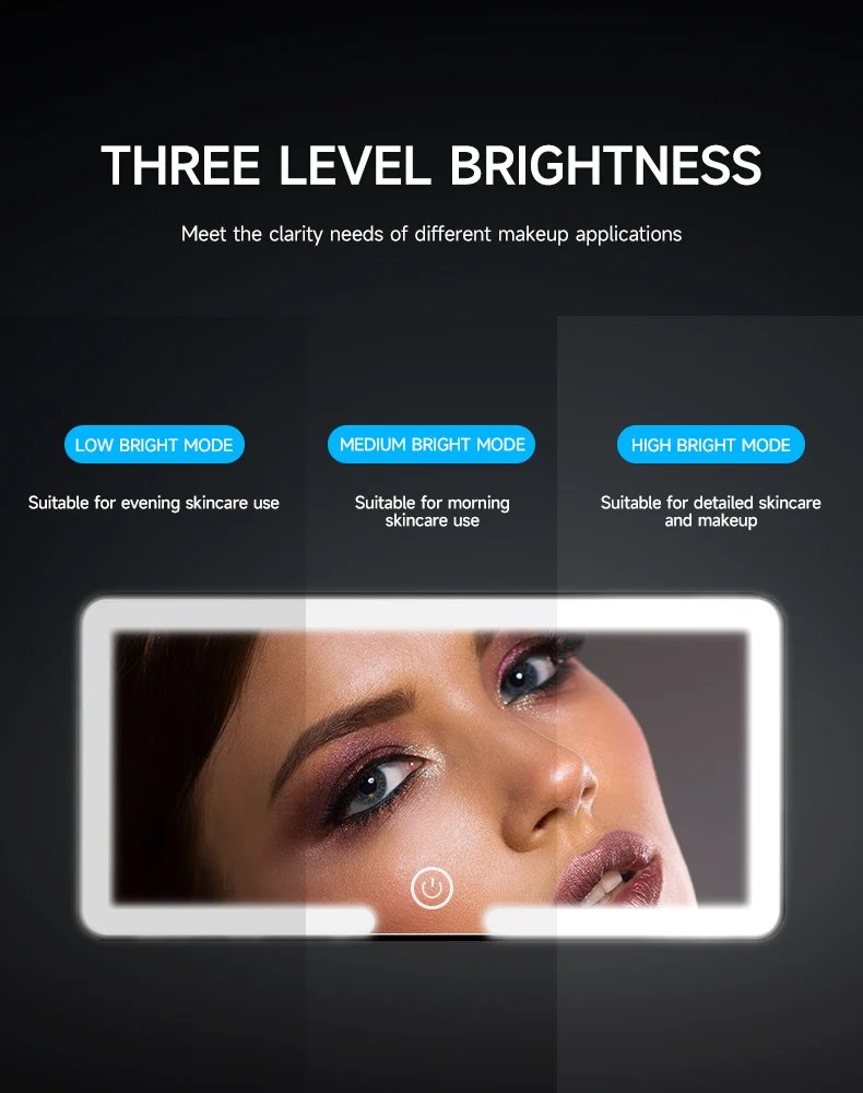 LED Car Makeup HD Mirror Sunshade Makeup Hanging Mirror Ultra Thin USB Charge Autom Cosmetic Mirror Touch Screen Dimmable Light
