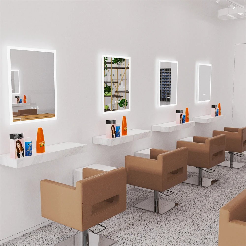 LUVODI LED Mirror Bathroom Wall Mounted Smart Touch Vanity Makeup Mirror with 3 Color Dimmable Defog