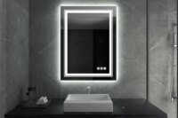 LUVODI 28x36" Rectangle LED Bathroom Mirror Touch Screen Lighted Bath Vanity Mirror with Diming Lights Anti-fog