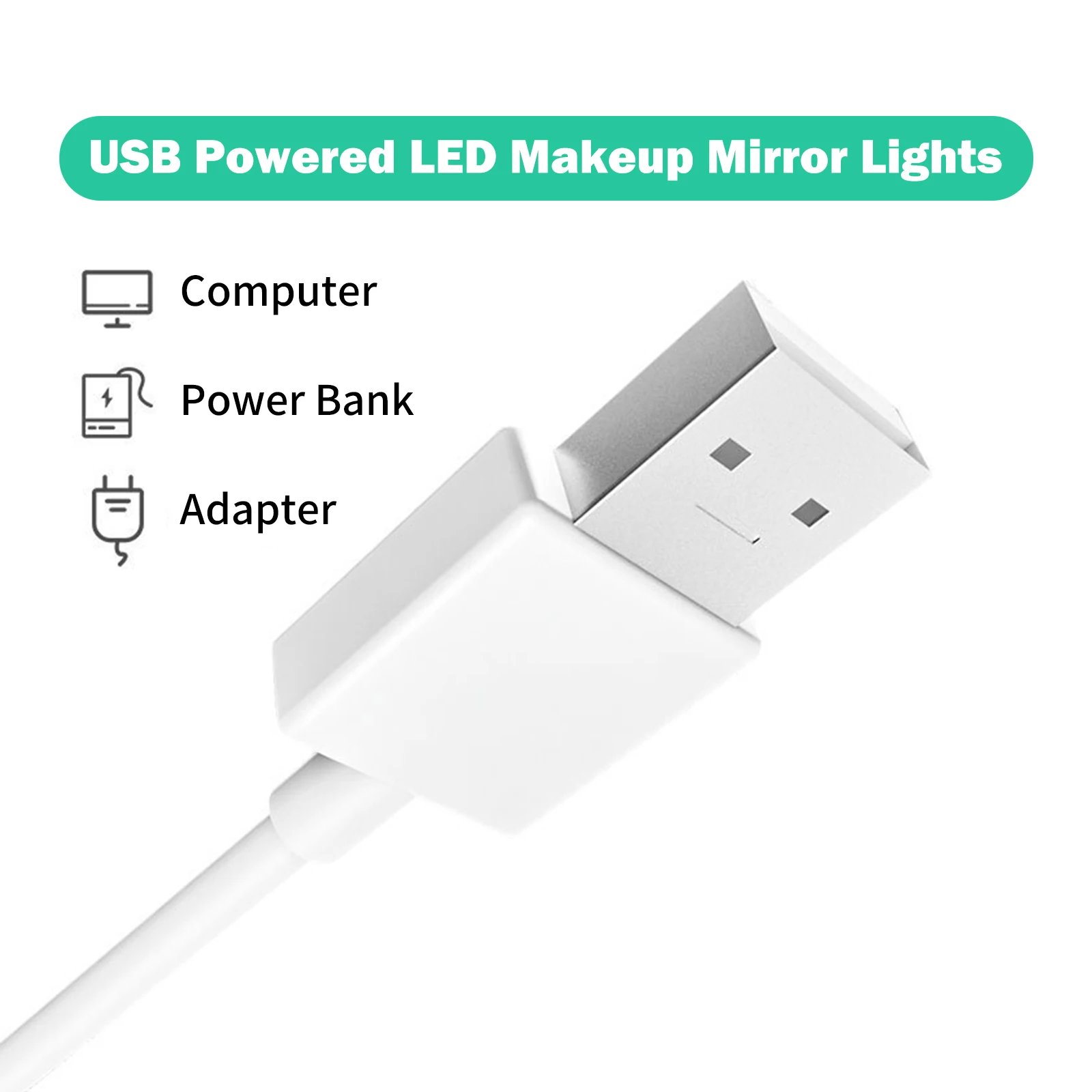 LED Makeup Mirror Lights 6/18/30/42 LEDs Dimmable Touch Control Vanity Bathroom Dresser Mirror Light with USB Cable Strip Lights