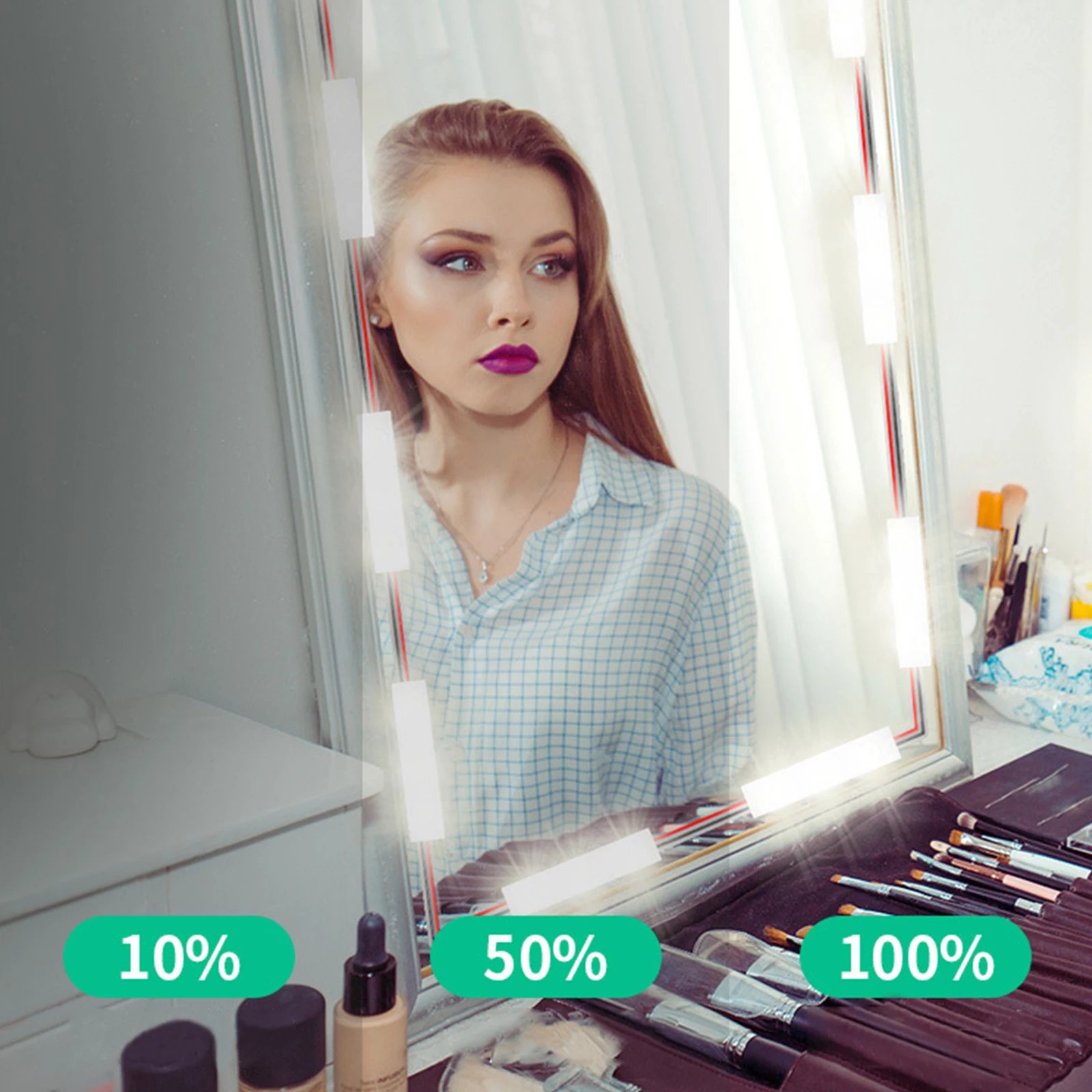 LED Makeup Mirror Lights 6/18/30/42 LEDs Dimmable Touch Control Vanity Bathroom Dresser Mirror Light with USB Cable Strip Lights