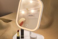 1~2PCS Large Square Rotating LED Makeup Mirror - Square Vanity Mirror with Adjustable Lighting for Girls Dormitory & Home Use