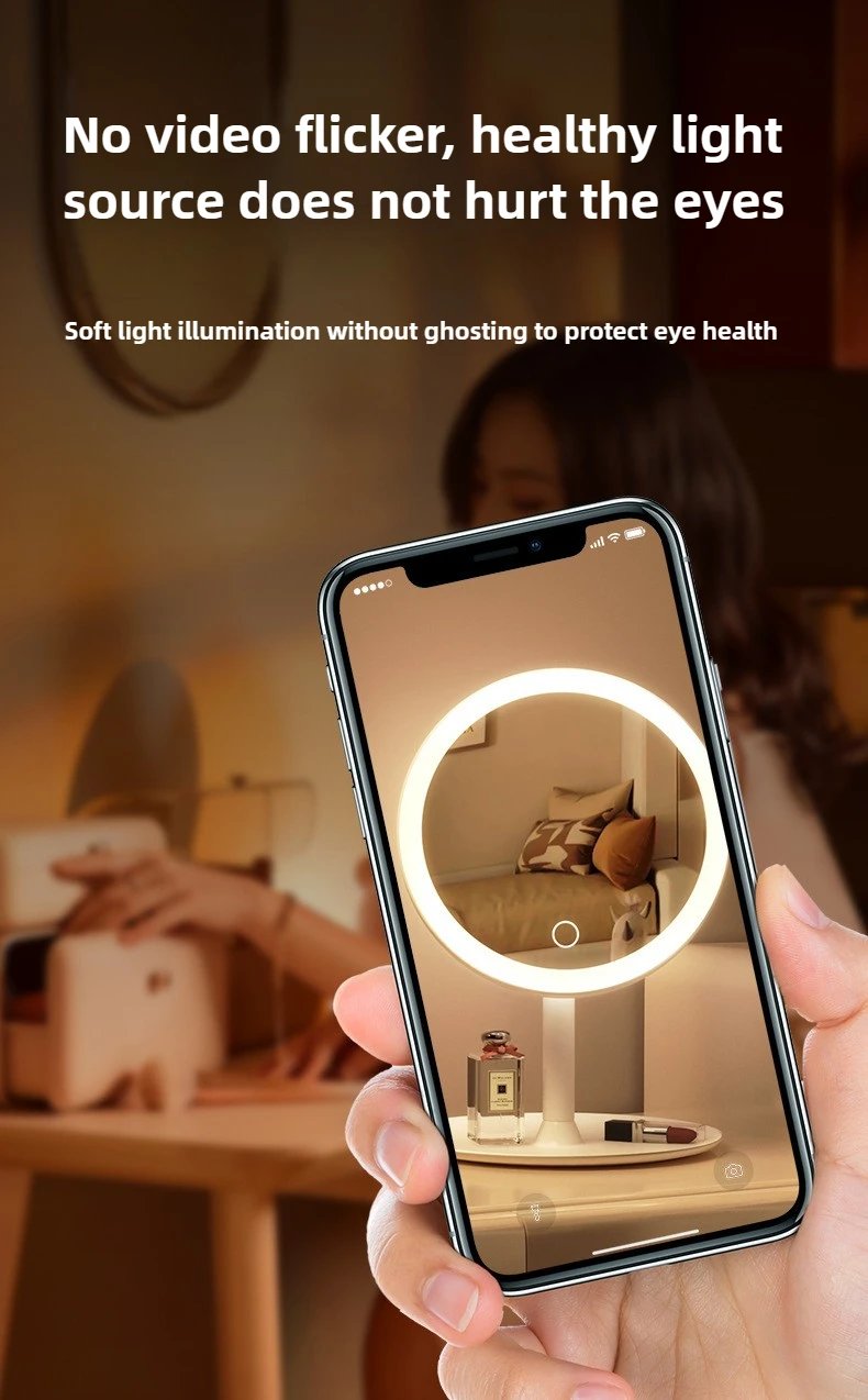 1~2PCS Large Square Rotating LED Makeup Mirror - Square Vanity Mirror with Adjustable Lighting for Girls Dormitory & Home Use