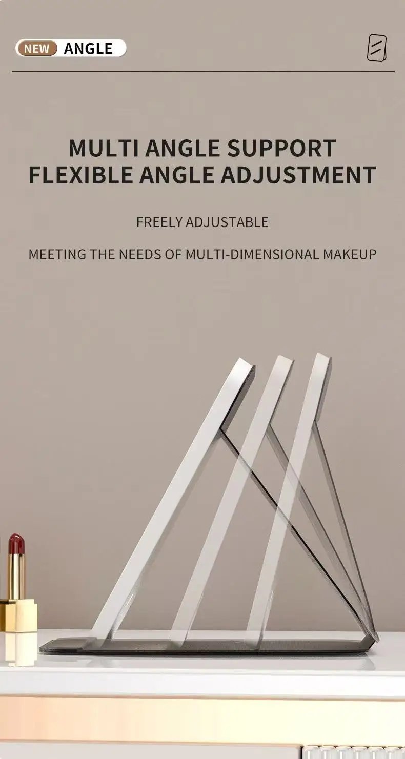 LED Makeup Mirror 3 Colors Light Portable Vanity with Adjustable Brightness USB Charging Foldable for Travel And Home Use