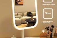 Niche Modern Desktop Vanity Mirror 3 Color Light LED Makeup Touching Mirror Women Bedroom Dressing Mirror