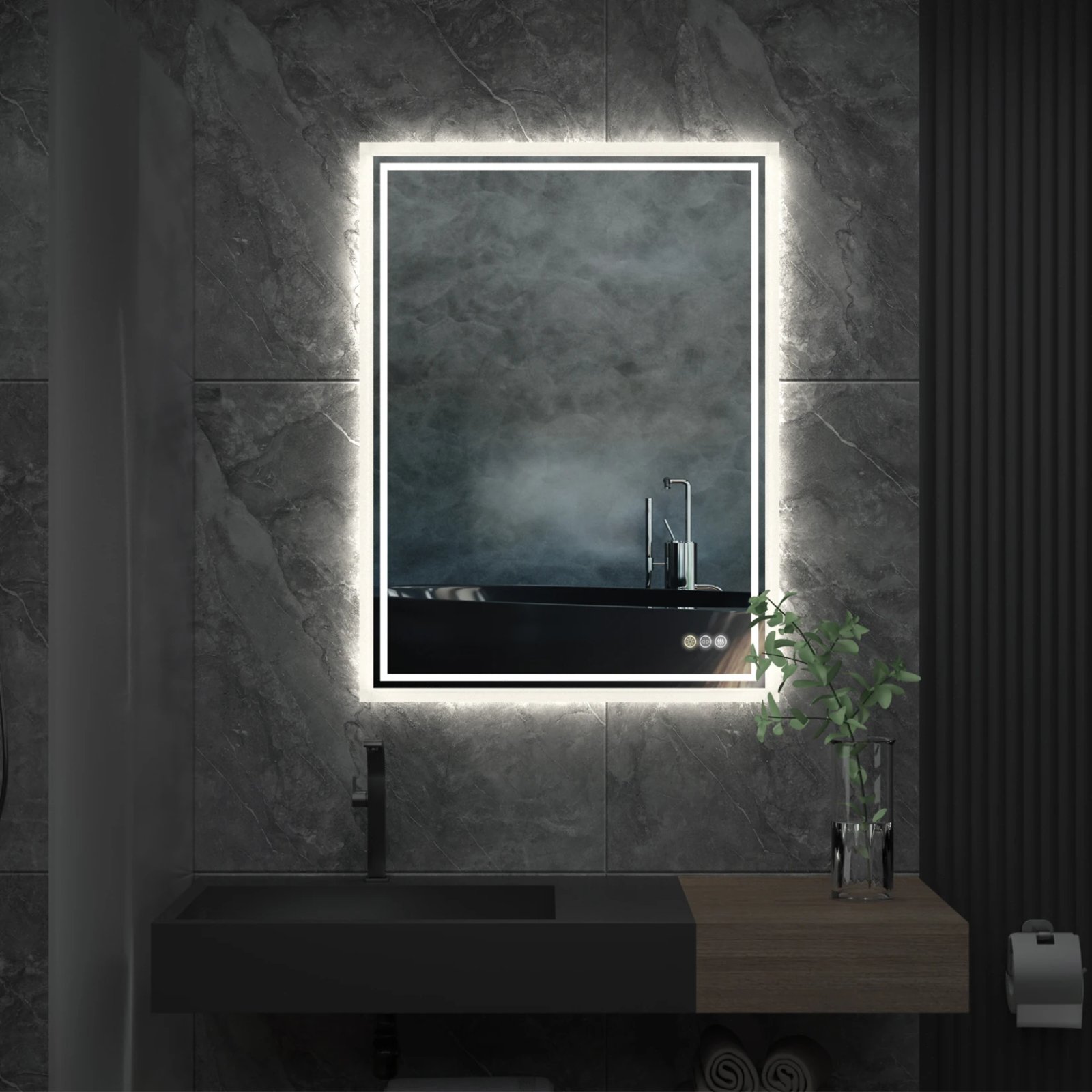 LED Backlit Mirror Bathroom Vanity with Lights,Anti-Fog,Dimmable,CRI90+,Touch Button,Water Proof,Horizontal/Vertical