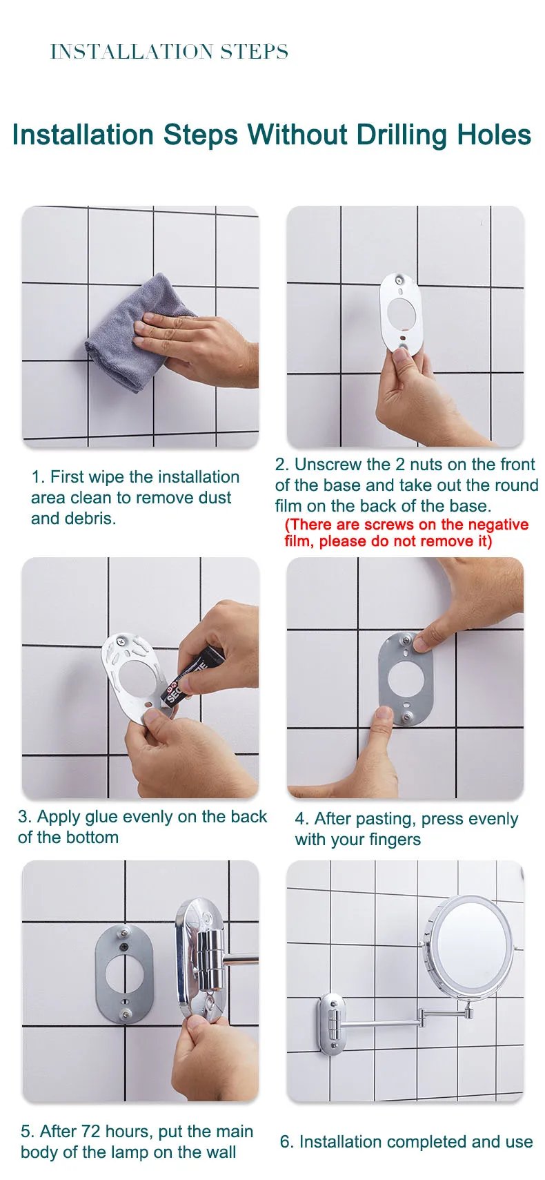 Wall Folding Makeup HD Mirror Double Side Fill Light Magnifying USB Charging Led Tricolor Dimming Bathroom Cosmetic Mirrors