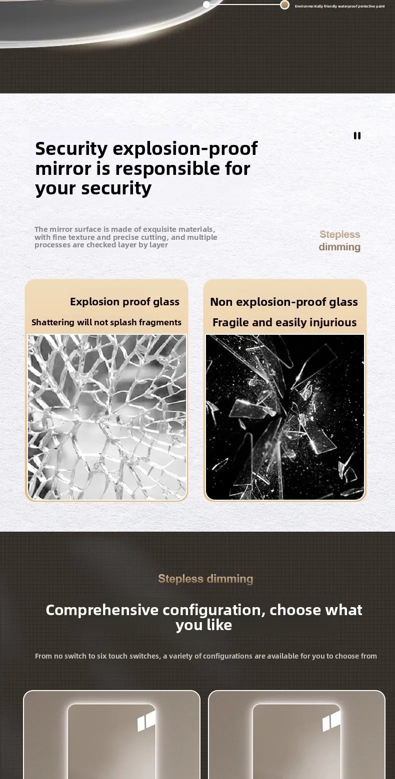 New Smart Mirror Wall Hanging LED High Definition Induction Anti-fog Bathroom Mirror Touch Screen 23.5 * 15.5 Inches Vanity