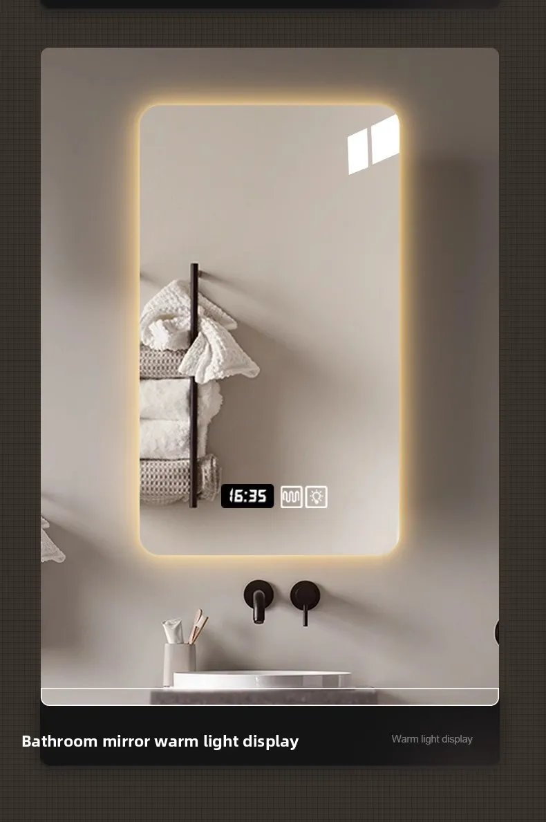 New Smart Mirror Wall Hanging LED High Definition Induction Anti-fog Bathroom Mirror Touch Screen 23.5 * 15.5 Inches Vanity