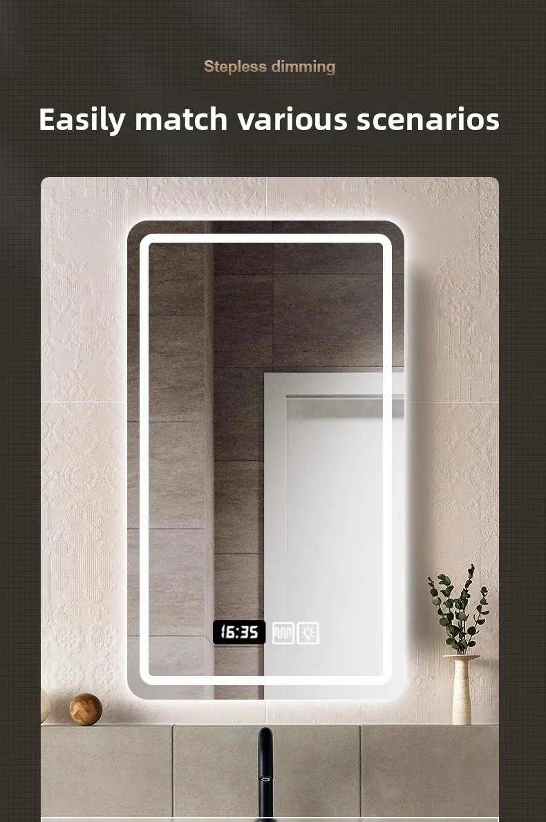 New Smart Mirror Wall Hanging LED High Definition Induction Anti-fog Bathroom Mirror Touch Screen 23.5 * 15.5 Inches Vanity