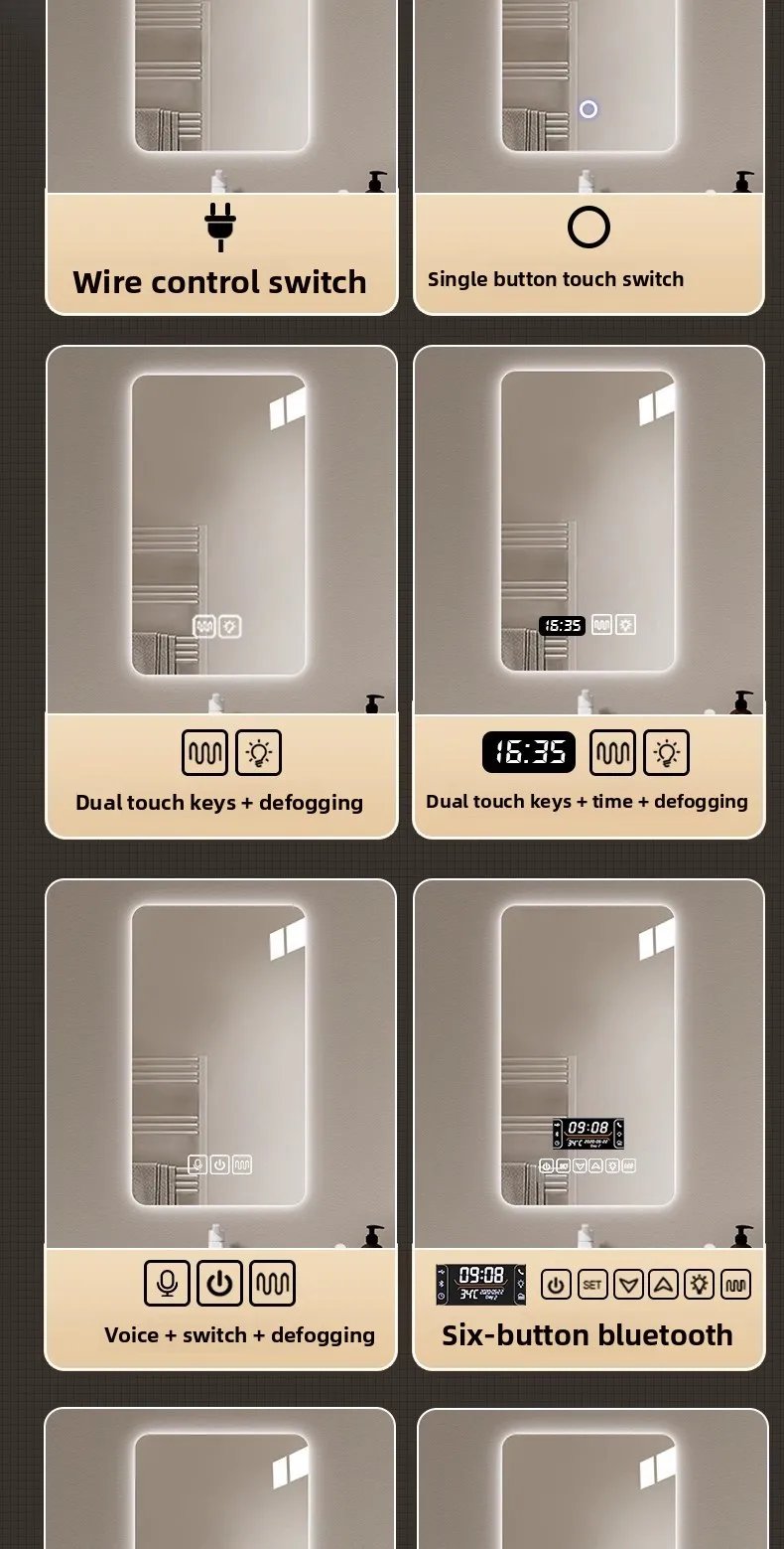 New Smart Mirror Wall Hanging LED High Definition Induction Anti-fog Bathroom Mirror Touch Screen 23.5 * 15.5 Inches Vanity